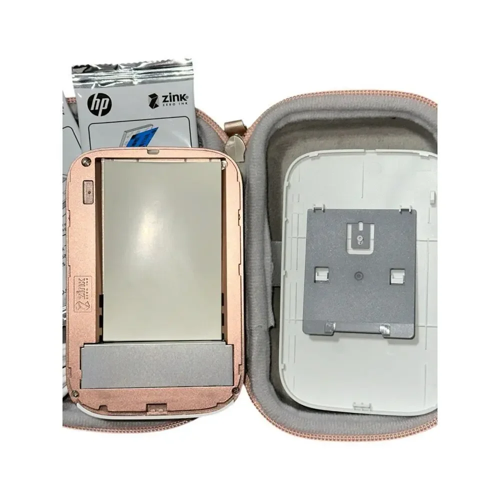 HP Sprocket Portable Photo Printer Kit Pastel Wood Prints Photo Sheets Hard Case